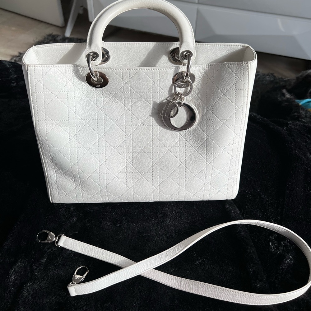 Lady Dior White Large Handbag